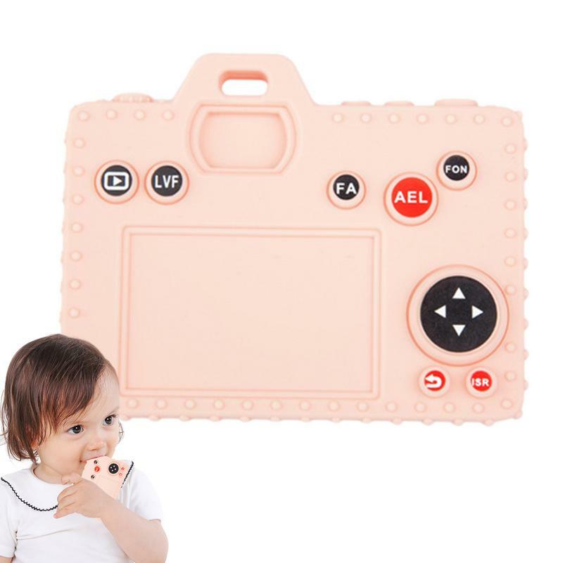 カメラの形をした男の子と女の子のためのシリコン歯が生えるおもちゃセット,カメラの形をした柔らかな質感,3か月のカメラ