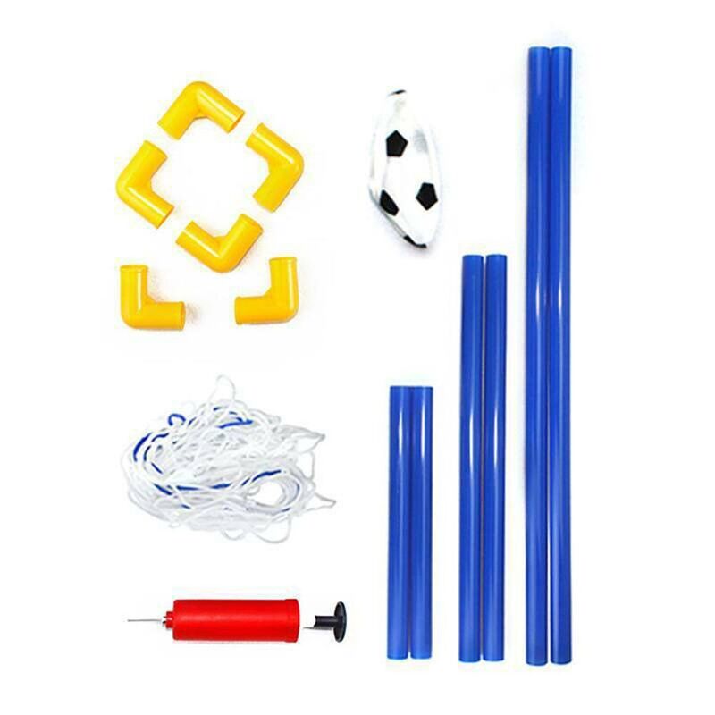 DIY składane z pompką zestaw z siatką zabawki do piłki nożnej na świeżym powietrzu sportowe słupek bramki piłkarskiej do piłki nożnej