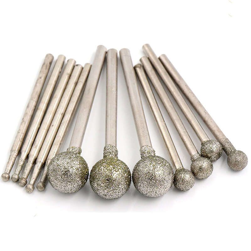 3pcs 2.35/3mm Shank Diamond Grinding Head 0.5-12mm Diam Grinding Stick Engraving Peeled Rotary Tools For polishing Metal Ceramic