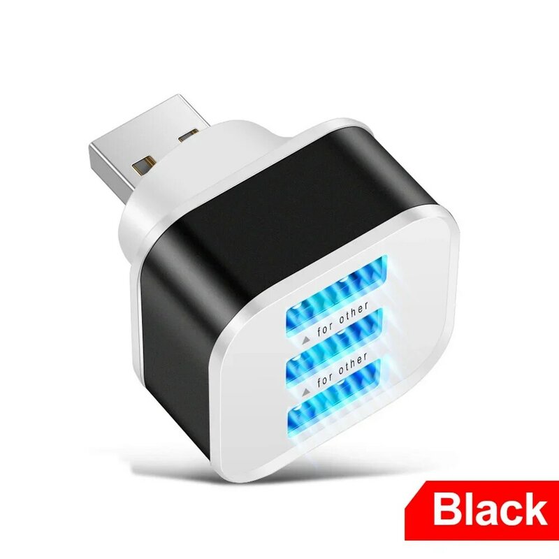 Adaptateur HUB compact rotatif avec indicateur LED, chargeur USB 2.0, répartiteur de port USB, rallonge USB pour PC, ordinateur portable, ordinateur portable, 3 ports