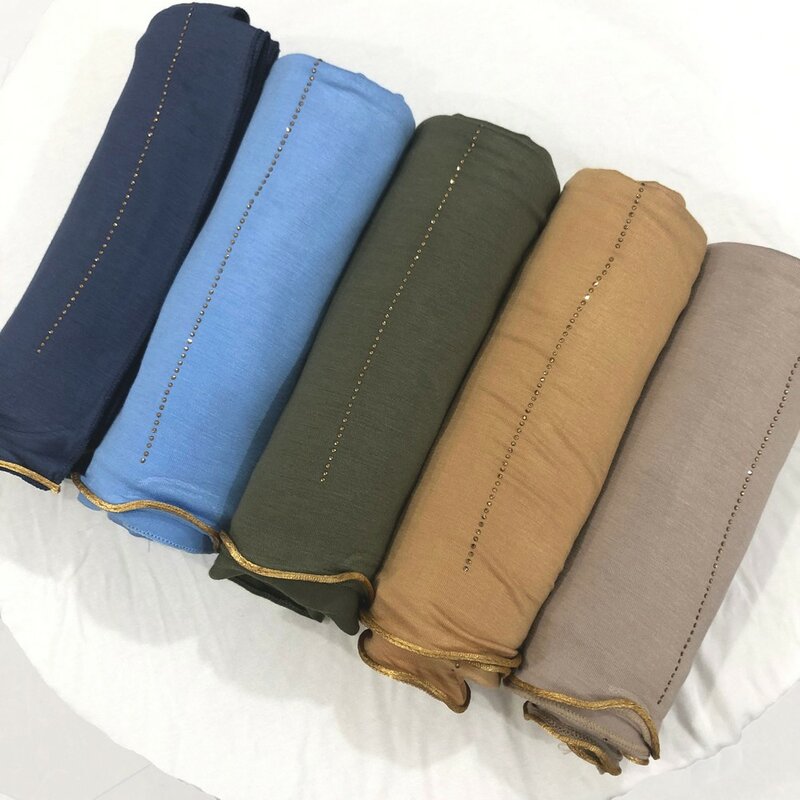 D08 180*80cm trendy Cotton Stones scarf for women muslim hijab femme musulman headscarf islamic foulard shawls head scarves