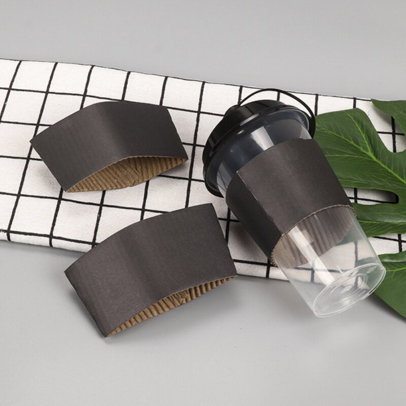 맞춤형 재활용 가능한 일회용 블랙 컵 슬리브, 커피 종이 컵 슬리브, 인쇄 로고, 밀크 티, 주름
