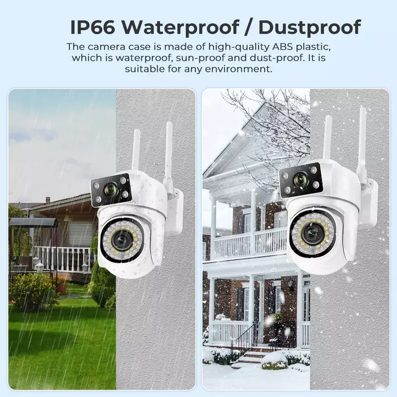 4K 8MP WIFI IP Camera HD PTZ Dual Lens CCTV Surveillance Cameras 8X Digital Zoom Automatic Human Trackin Outdoor IP66 Waterproof