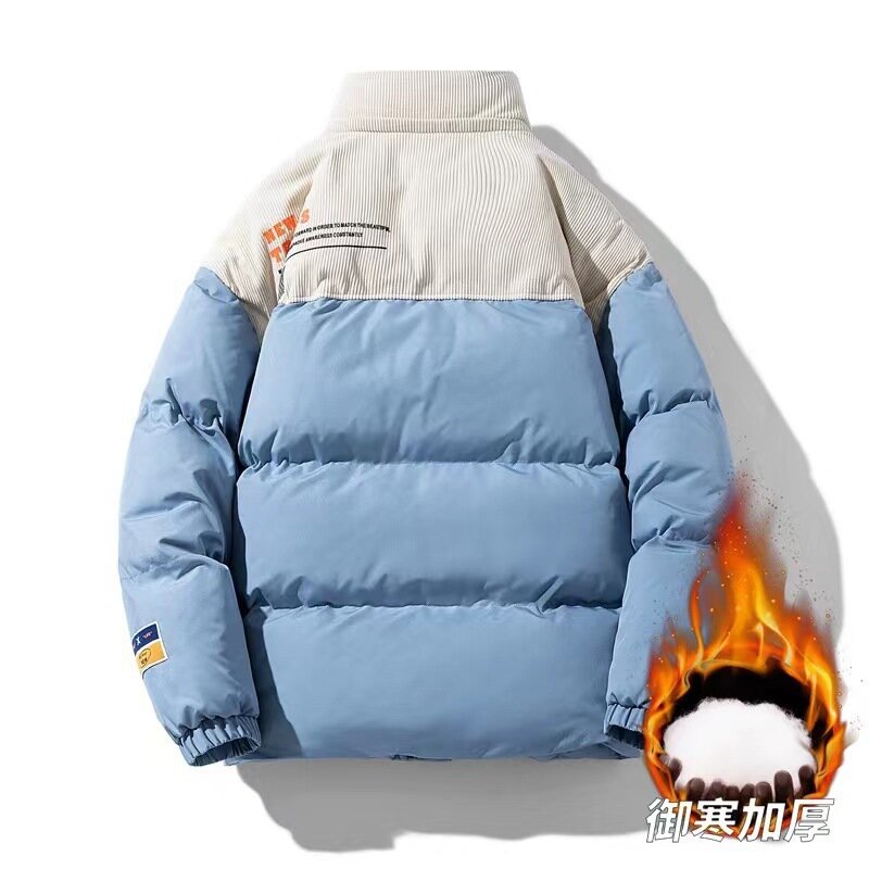 2024 FASHION Korean Work Parka Coat Men's Fleece Jacket Streetwear Solid Color Warm Waterpooof Thicken Jackets for Men