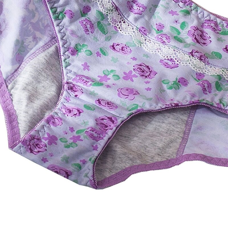 Printed Leak-proof Period Underwear Extended Front Leak-proof Comfortable Skin Breathable Mid-waist Menstrual Pants