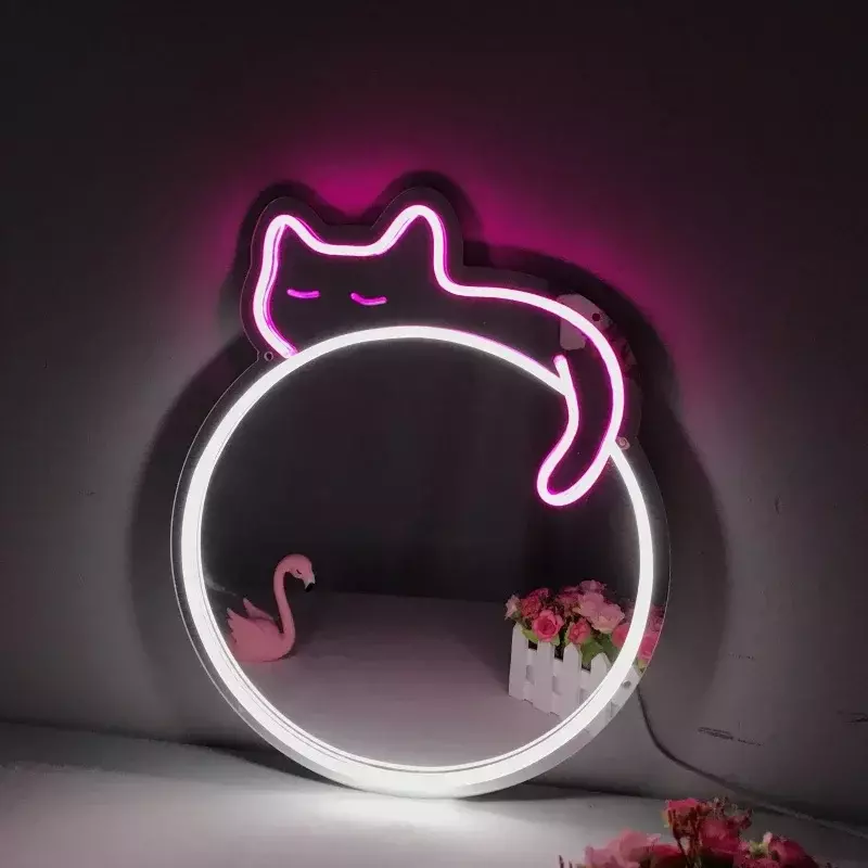 ไฟกระจก LED การ์ตูนปากการูปหัวใจลายอะนิเมะสำหรับแมวขี้เกียจใช้ในบ้านไฟหน้ากระจกแต่งหน้า hiasan kamar ของเด็กผู้หญิงเครื่องตกแต่งฝาผนังงานปาร์ตี้