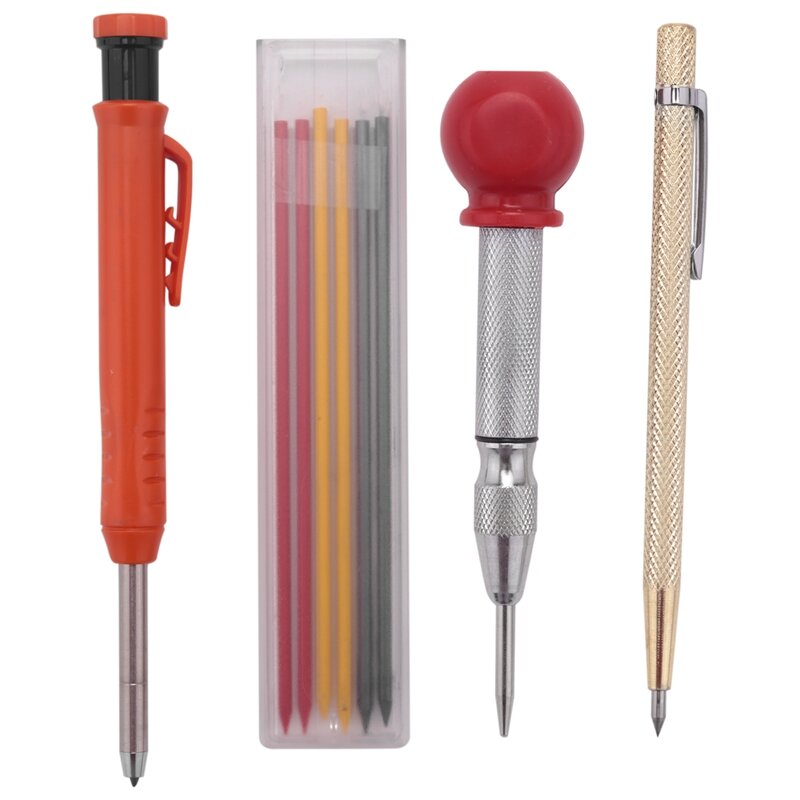 단단한 목수 마커 연필 세트, 리필 가능한 목공 연필, 깊은 구멍 나무 유리 타일 스톤 마킹 도구