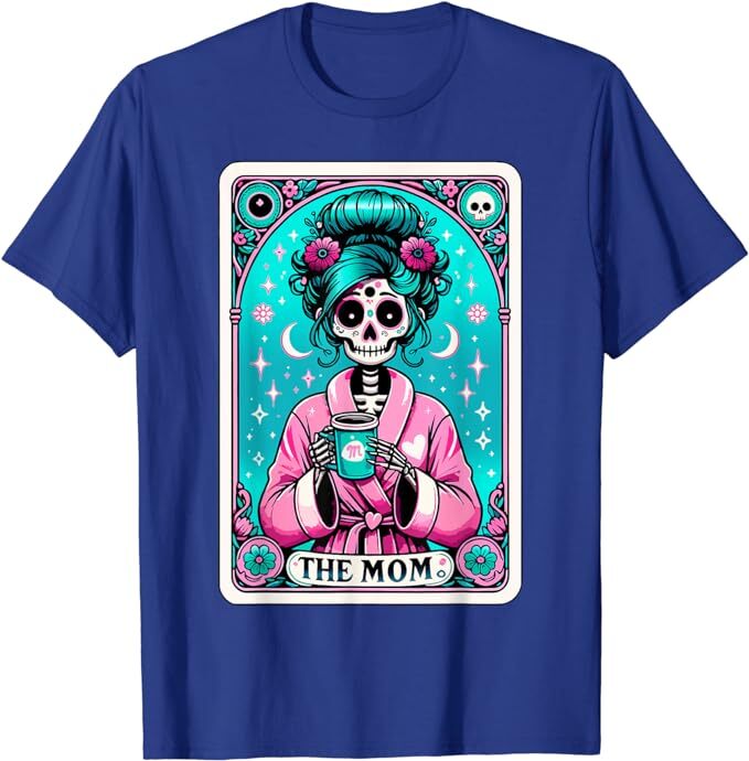 Camiseta de manga corta para mujer, camisa con esqueleto de tarjeta de Tarot, día de la madre, bruja, Calavera, mamá, regalos
