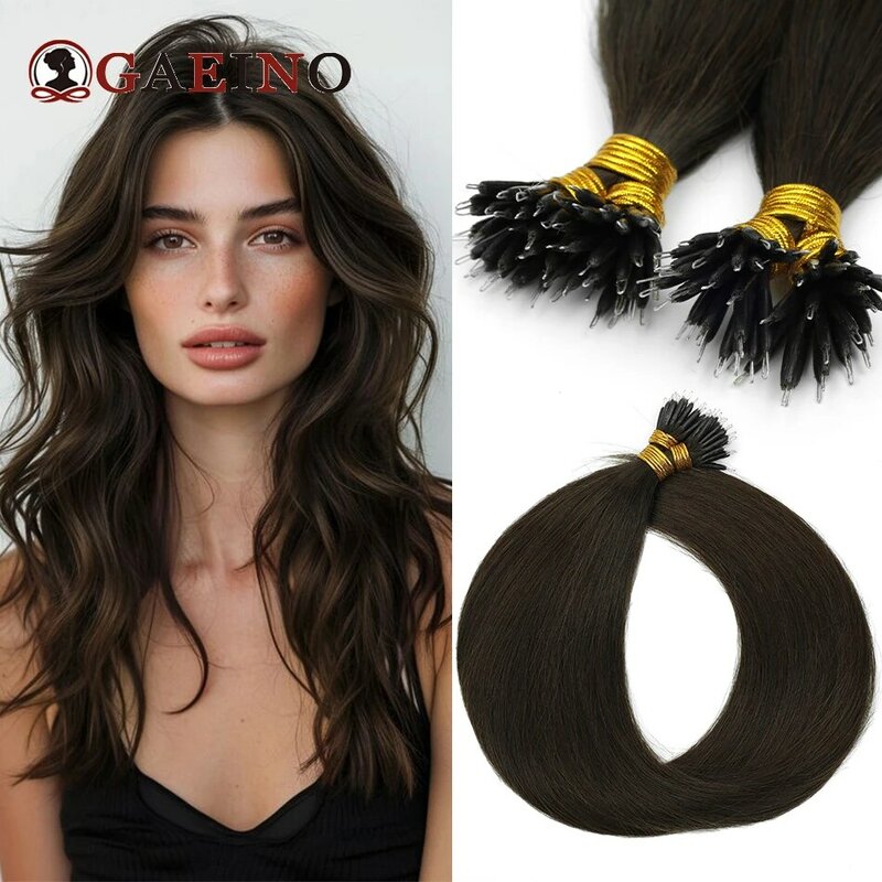 Nano Ring Micro Bead Loop Human Hair Extention 100% Real Remy Hair Nano Link Dark Brown Hair Extensions Real Human Hair 16"-22"