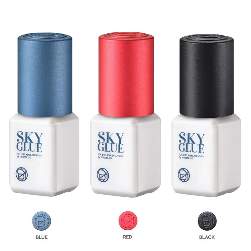 1 Bottle SKY Glue for Eyelash Extensions 5ml Original Sky S+ Black Red Blue Cap False Lash Glue Sky TD Transparent Glue Supplier