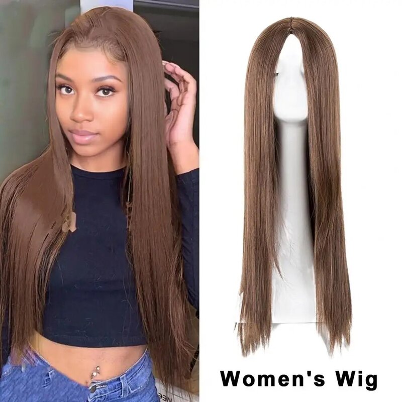 Wig rambut manusia tanpa lem, Wig depan renda lurus transparan tanpa lem mudah dipakai dan digunakan untuk wanita