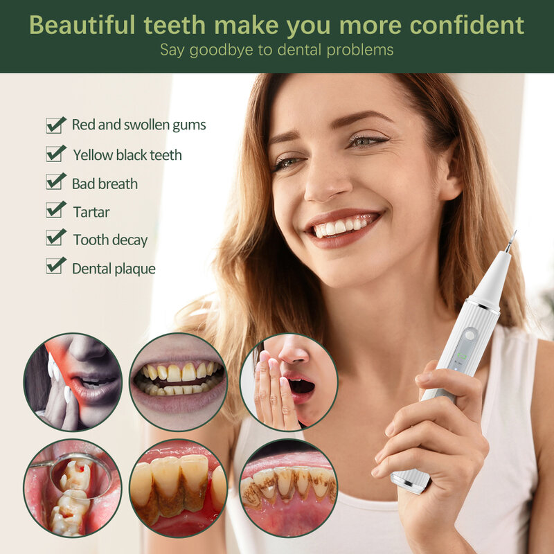 Raspador Dental ultrasónico Visual, limpiador blanqueador de dientes, piedra Dental, cálculo, placa, eliminación de manchas de sarro, higiene bucal