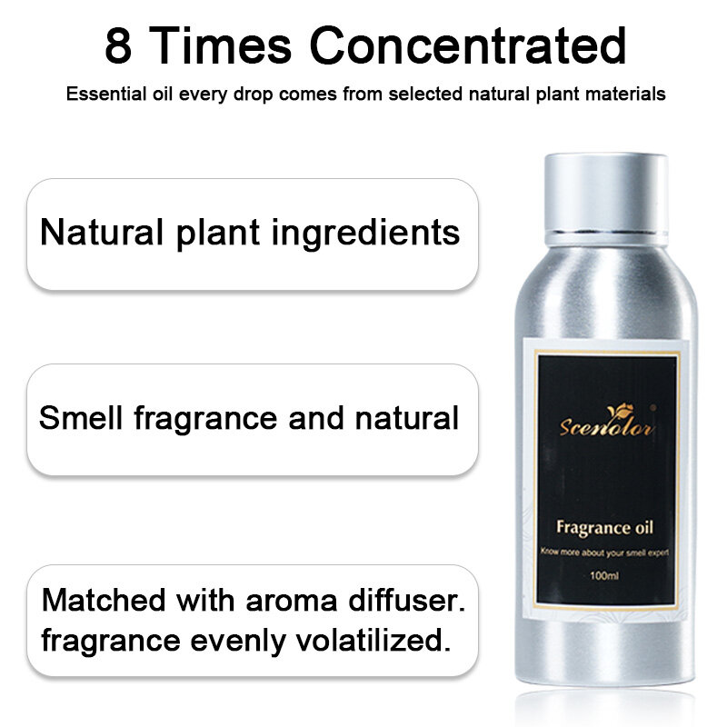 Óleos essenciais naturais puros para o humidificador, difusor aromático, dispositivo do perfume, vela de DIY, sabão, perfume, casa, hotel, 100ml