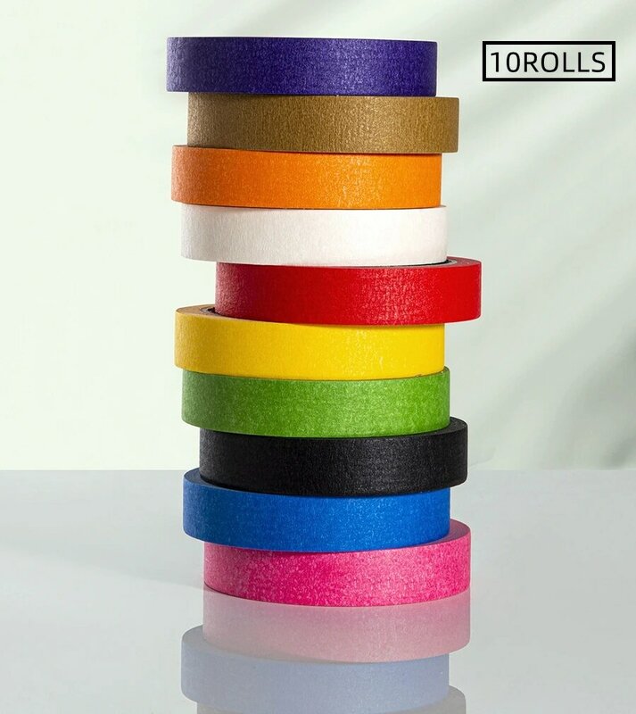 Rollo de cinta adhesiva multicolor para niños, cinta de etiquetado artesanal para codificación de arte DIY, 20 metros, 10 piezas de ancho, 5mm, 8mm, 10mm