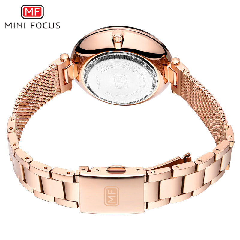 Reloj de acero inoxidable para mujer, accesorio de marca de lujo, resistente al agua, color oro rosa, 0254L