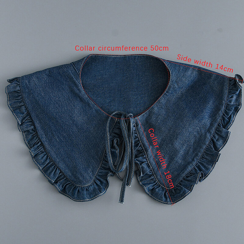 Женский моющийся джинсовый воротник-шаль с плиссированным кружевом и модным ложным воротником