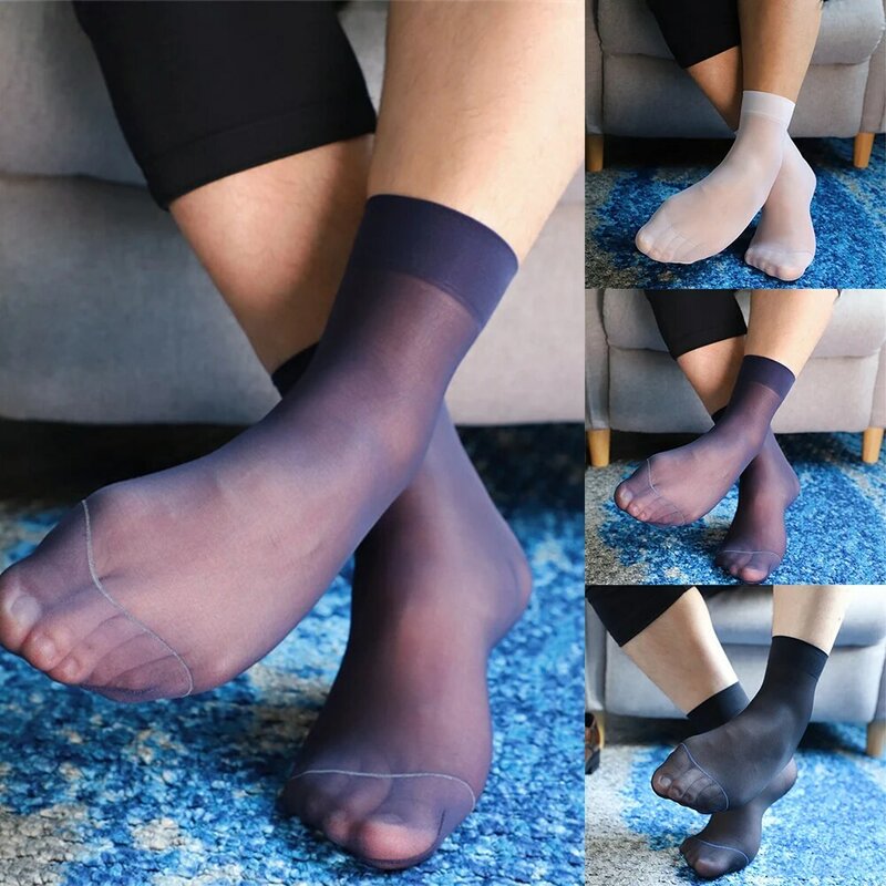 Uomo corto elastico Ultra-sottile calze di seta setosa calze da lavoro calze sportive traspiranti scarpe in pelle calze estive