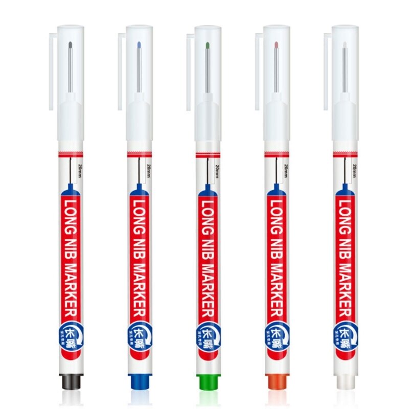 Bolígrafos carpintero coloridos para carpintería, marcador Agujero profundo cabeza larga perfecto, bolígrafos punta