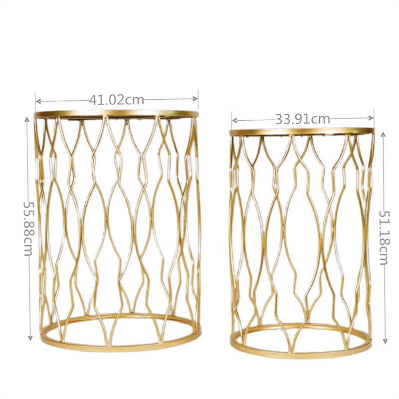 Meja Kopi Kustom Gaya Nordic Set dari 2 dengan Cermin Atas Nampan Rotan Modern Besi Berakhir Dekorasi Meja