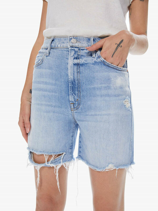 Женские прямые джинсовые шорты с дырками, повседневные женские свободные джинсы с высокой талией, Новинка лета 2022
