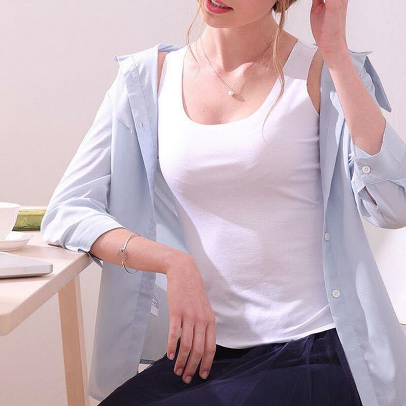 Chaleco Popular de verano para mujer, camiseta interior ajustada, blusa elástica de cuello redondo