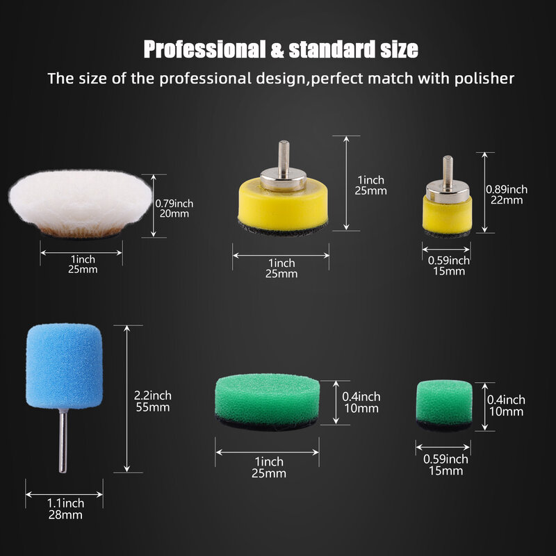 SPTA – Mini éponge de polissage ronde, outils d'extension de détail, Kit de mousse tampon pour polisseuse rotative, accessoires de voiture
