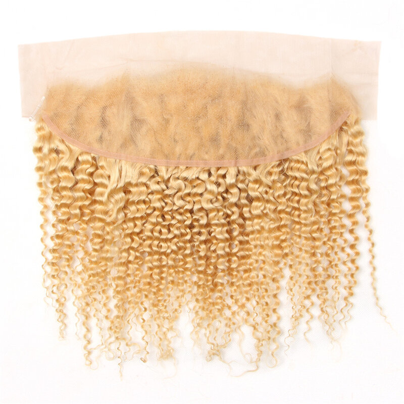 Perruque Lace Closure 613 Naturelle, Cheveux Crépus Bouclés, Blond 100%, 13x4, Pre-Plucked, avec Baby Hair, Transparent