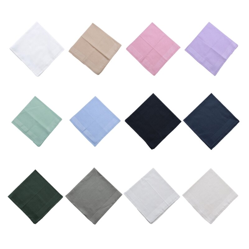 Stylish Pocket Handkerchief Gents Solid Color Hankies 16x16inch Large Bandana Drop Shipping