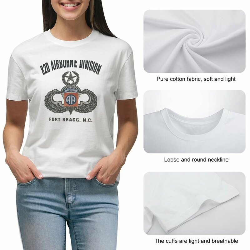 82nd-Camiseta Airborne de talla grande para mujer, ropa estética de anime, camisetas negras