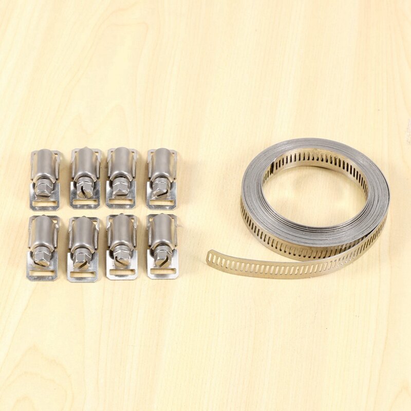 4X 304 Stainless Steel Worm Clamp Hose Clamp Strap With Fasteners Adjustable DIY Pipe Hose Clamp Ducting Clamp 11.5 Feet