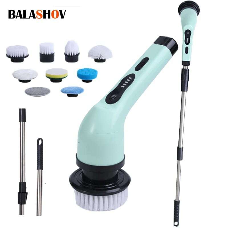 9-in-1 Electric Cleaning Brush Electric Spin Cleaning Scrubber Electric Cleaning Tools Parlour Kitchen Bathroom Cleaning Gadgets