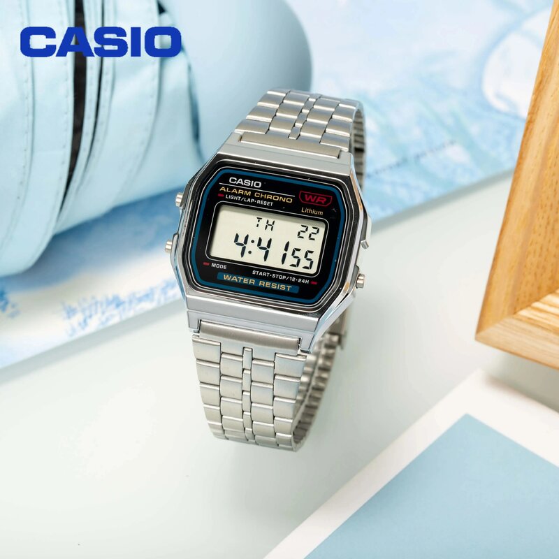 MOL-Petite montre numérique rétro pour homme, série de montres d'affaires argentées et dorées, petite montre carrée, chronomètre de date multifonctionnel