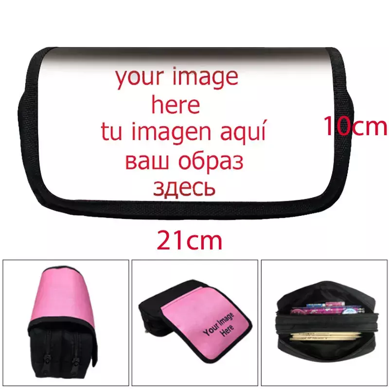 Customize Your Logo / Name / Image Cosmetic Cases Pencil Bag Women Makeup Bag Teenager Boys Girls Stationary Bag Pencil Holder