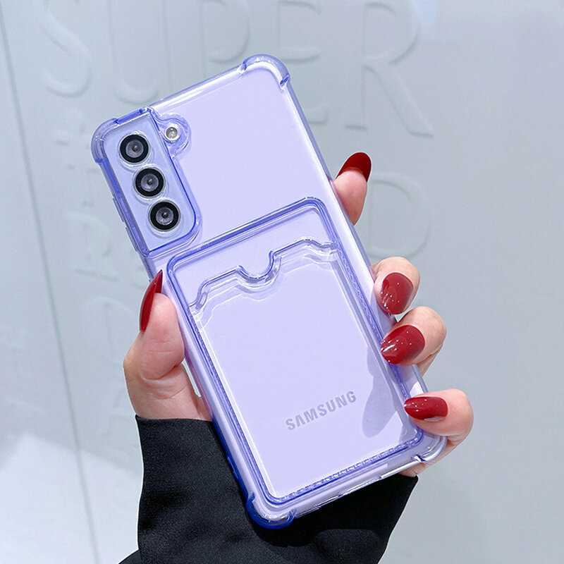 Card Holder Bag Transparent Case For Samsung Galaxy S21 FE S22 S23 Plus A13 A14 A34 A54 M33 M53 A22 A32 A42 A52 A33 A53 5G Case