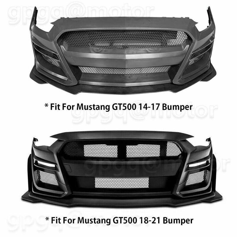 フォードマスタング2015-2021用の改良されたフロントバンパー,車用の2ピースのフロントバンパーアクセサリー,フォームウィング,gt500,マット