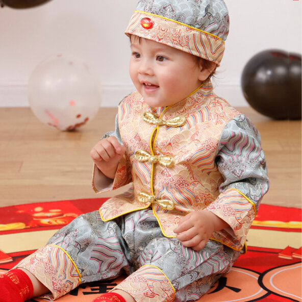Traje Tang tradicional chino para niños, ropa de Año Nuevo, Festival de Primavera, cien días, un año, regalo