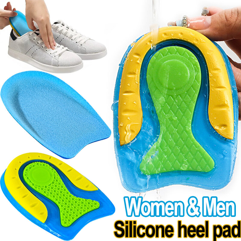 Almohadillas de silicona en forma de U para Talón de hombre y mujer, almohadillas para zapatos deportivos, absorción de impacto, inserto elástico para talón, plantillas aumentadas, masaje de suela, 2 piezas
