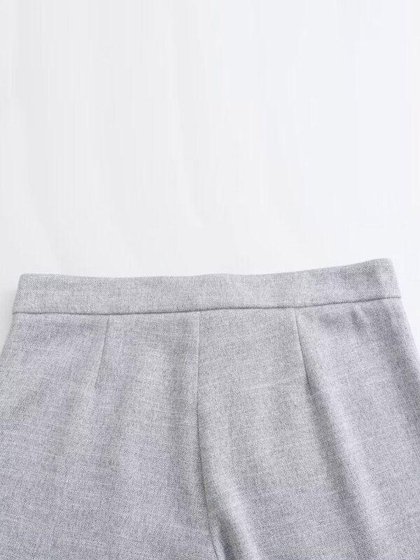 2024กางเกงสตรีทเอวสูงมีซิปสีทึบสำหรับผู้หญิงกางเกงแนวสตรีทสำหรับฤดูร้อน