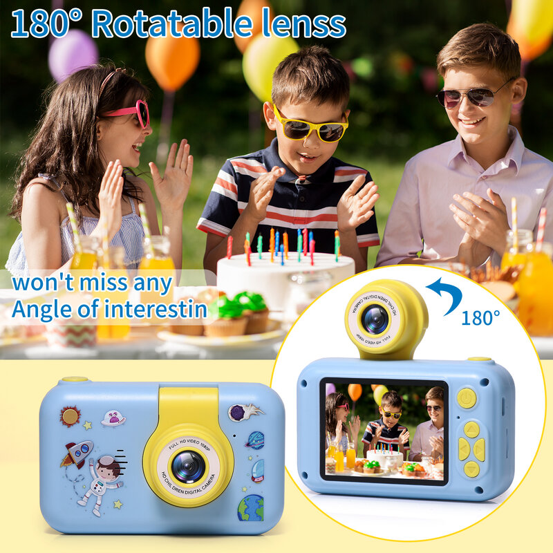 Kids Camera Toys 2.4 Inch IPS Screen Digital Zoom Video Toys Camera for Toddler Baby 180°Flip Len Handheld Children Camera