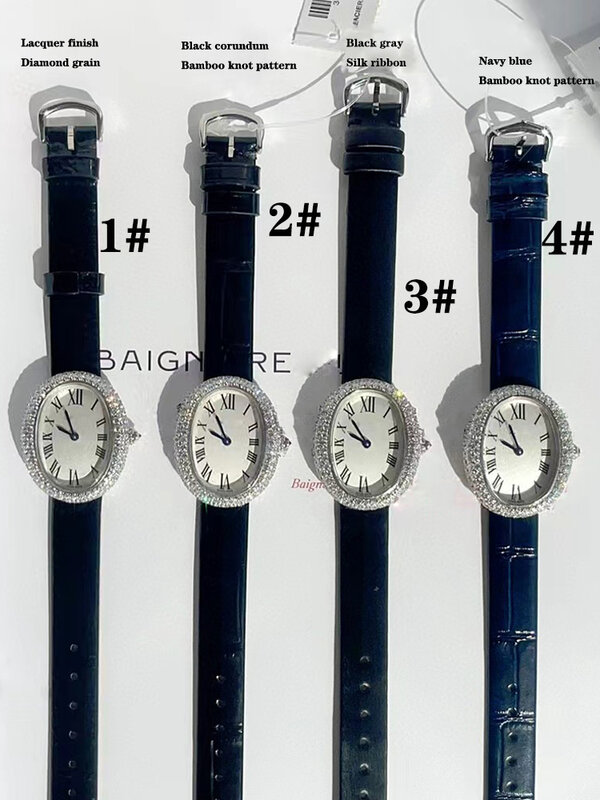 Женские кварцевые часы со стразами, серебристые зеркальные часы с синими стрелками