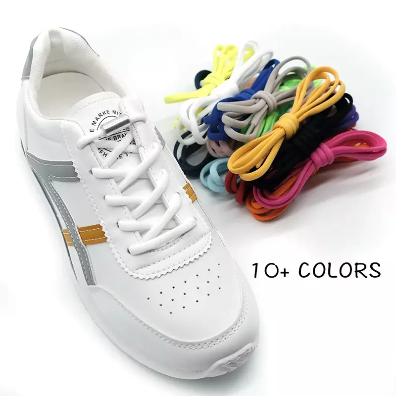 넥타이 없는 신발끈 운동화, 다채로운 옵션, 스포츠용 탄성 끈, 원형 신발끈, 어린이 성인 신발 액세서리