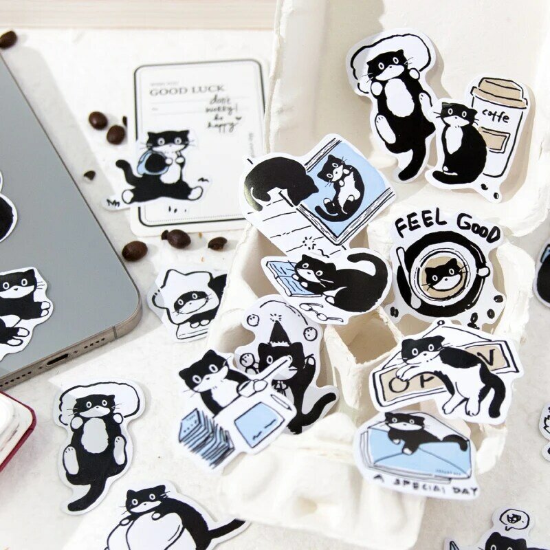 6 confezioni/lotto Little Black Cat Diary series pennarelli album fotografico decorazione art paper sticker