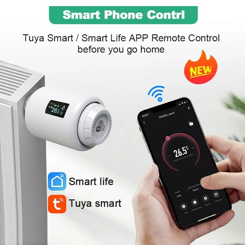 Tuya WiFi Thermostatic Valves  TRV Radiator Thermal Head Temperature Controller Smart Home Thermostat Alexa Google Assistant