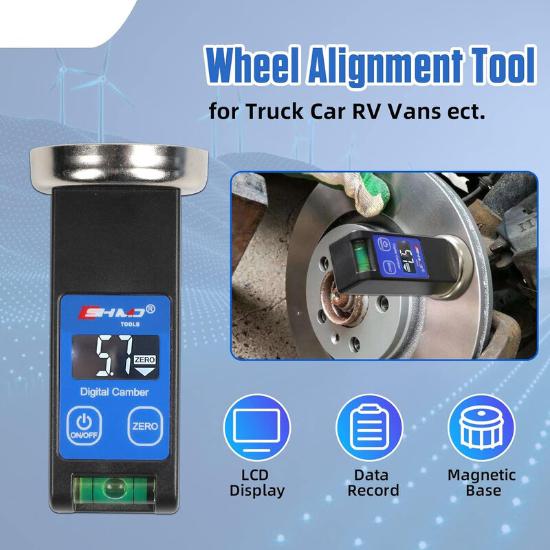 Universal Digital Caster Camber Gauge LCD magnetik roda alat keselarasan Kit untuk mobil truk RV SUV
