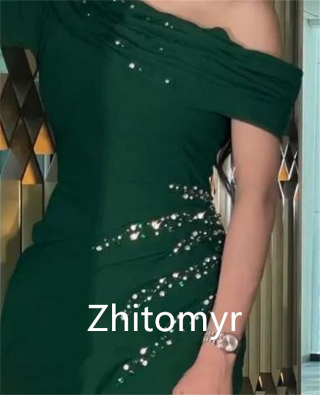 Fashion Sizes Available One-shoulder A-line Formal Ocassion Gown Paillette / Sequins Shirred Anke length Satin Evening Dresses