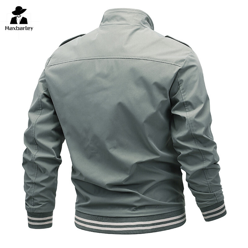 Мужская классическая Куртка-Авиатор, черная ветрозащитная мотоциклетная куртка, Повседневная Деловая приталенная куртка, осень 2024