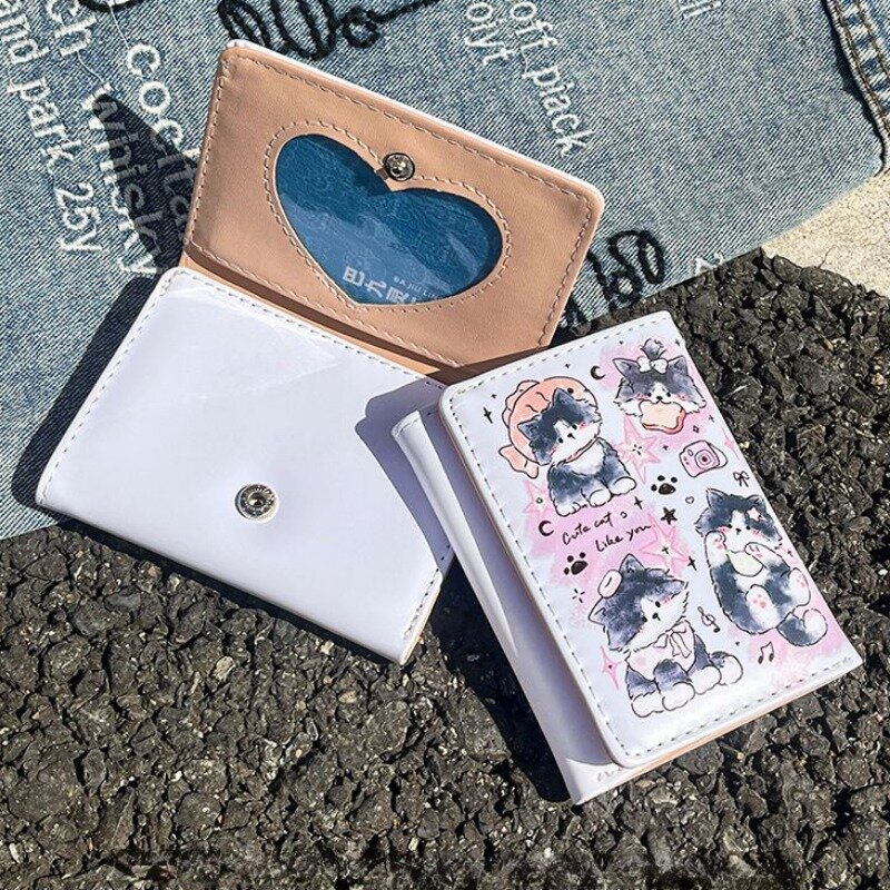 Xiuya-billeteras de gato lindo para mujer, monedero de Graffiti de dibujos animados de diseñador de lujo, moda Kawaii, monedero corto de estética femenina