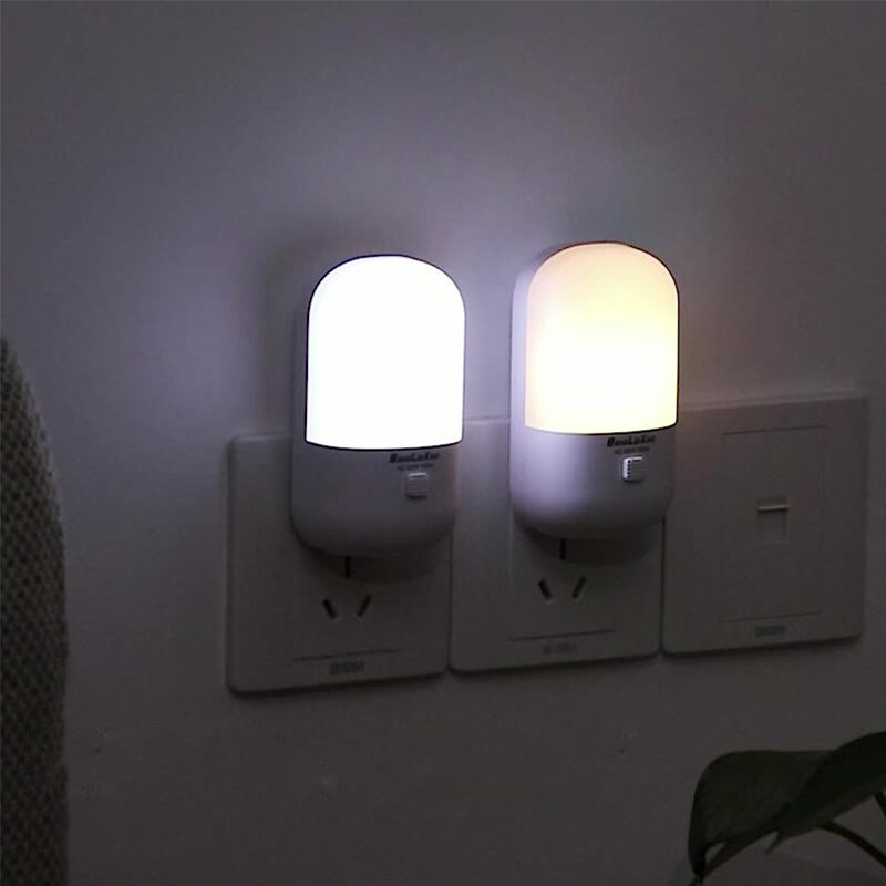 1~10PCS Energy Saving 3W Night Light Plug-in LED Feeding Socket Lamp Indoor Lighting Bedroom Night Bedside Lamp US/EU Two-color