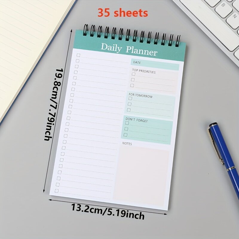 Bloc de notas en espiral, libreta sin fecha para hacer lista, planificador diario, horario, suministros escolares, papelería, 52 hojas