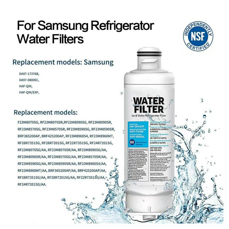 Filtre à eau de réfrigérateur DA97-17376B compatible pour Samsung HAF-QIN/EXP, HAF-QIN, DA97-08006C, RF28R7351Xenon, RF23M8070backpack
